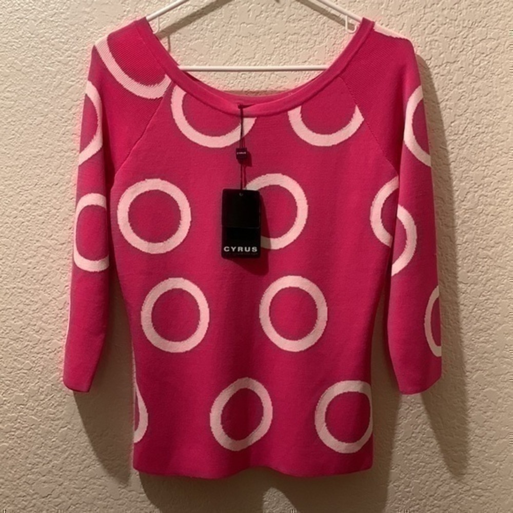 Cyrus sweater pink & white medium brand new with tags - Picture 3 of 8